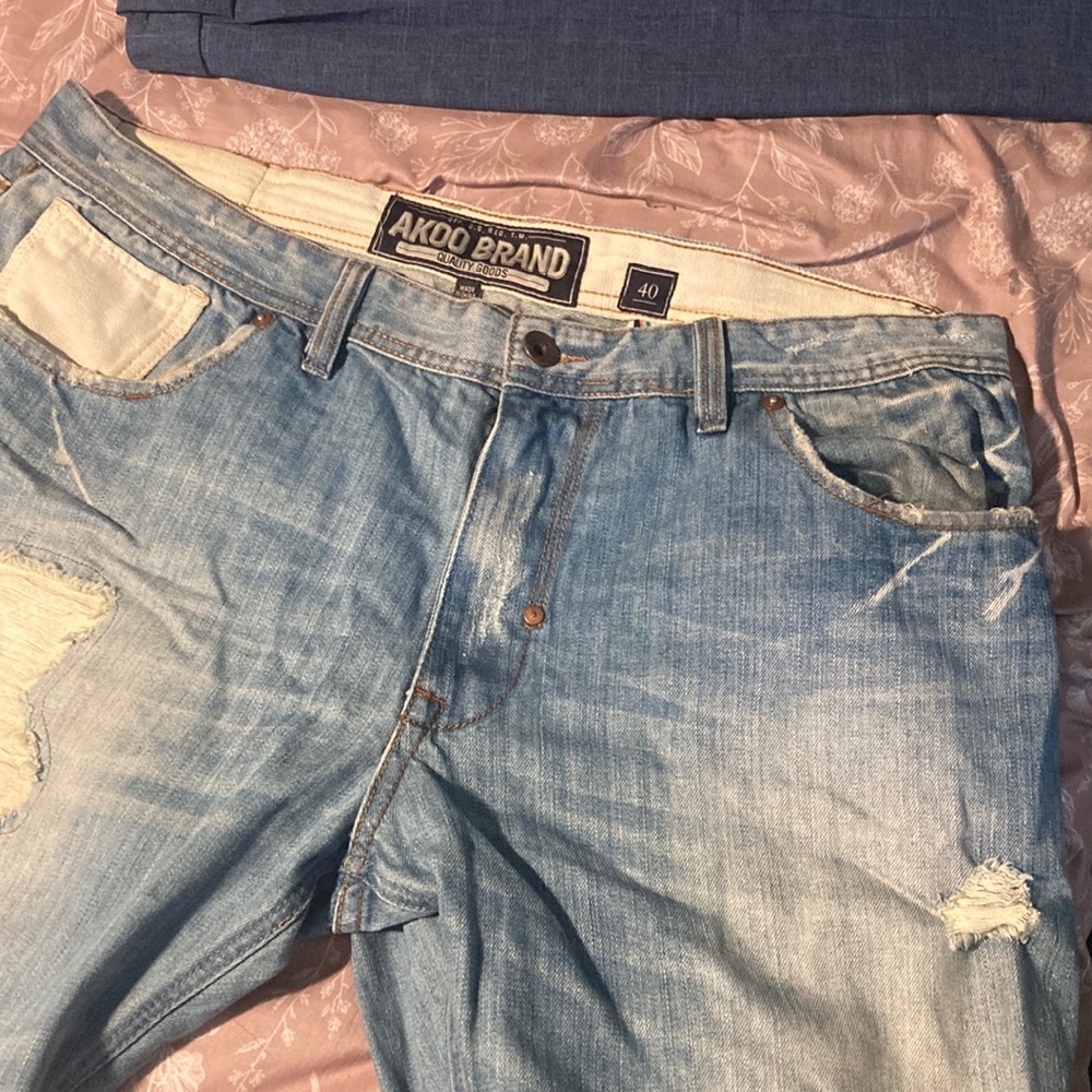 Akoo Faded Blue Ripped Denim